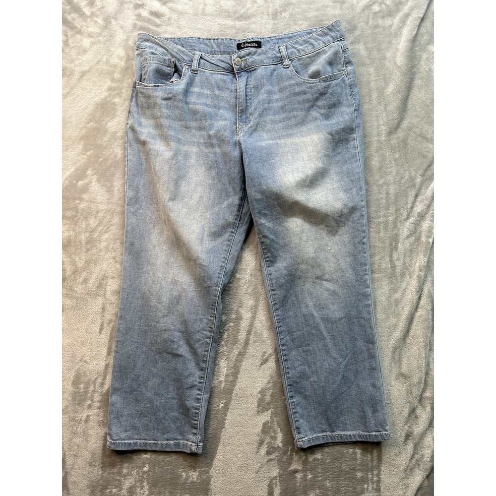D. Jeans Womens Sz 14 Designer Blue Jeans Wide‎ Leg Crop Light Wash Ladies Pants